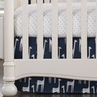 Navy Giraffe Bumperless Crib Bedding - Liz and Roo