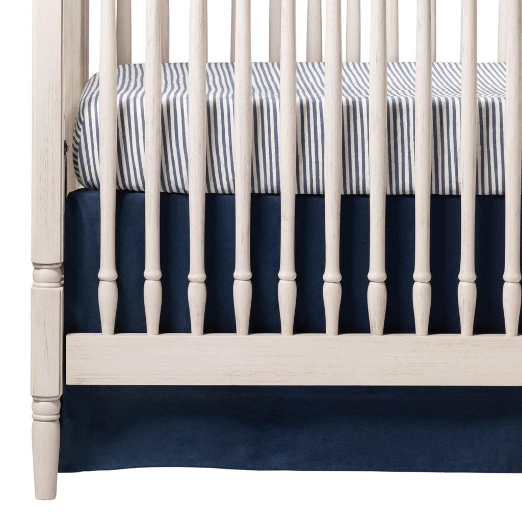 Navy Linen Crib Rail Cover with Knot Ties - Liz and Roo