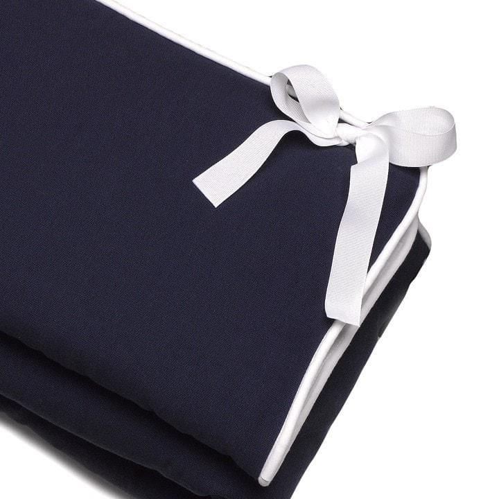 Navy Linen Crib Skirt 16" Drop - Liz and Roo