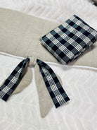 Navy Plaid Linen Crib Sheet - Liz and Roo