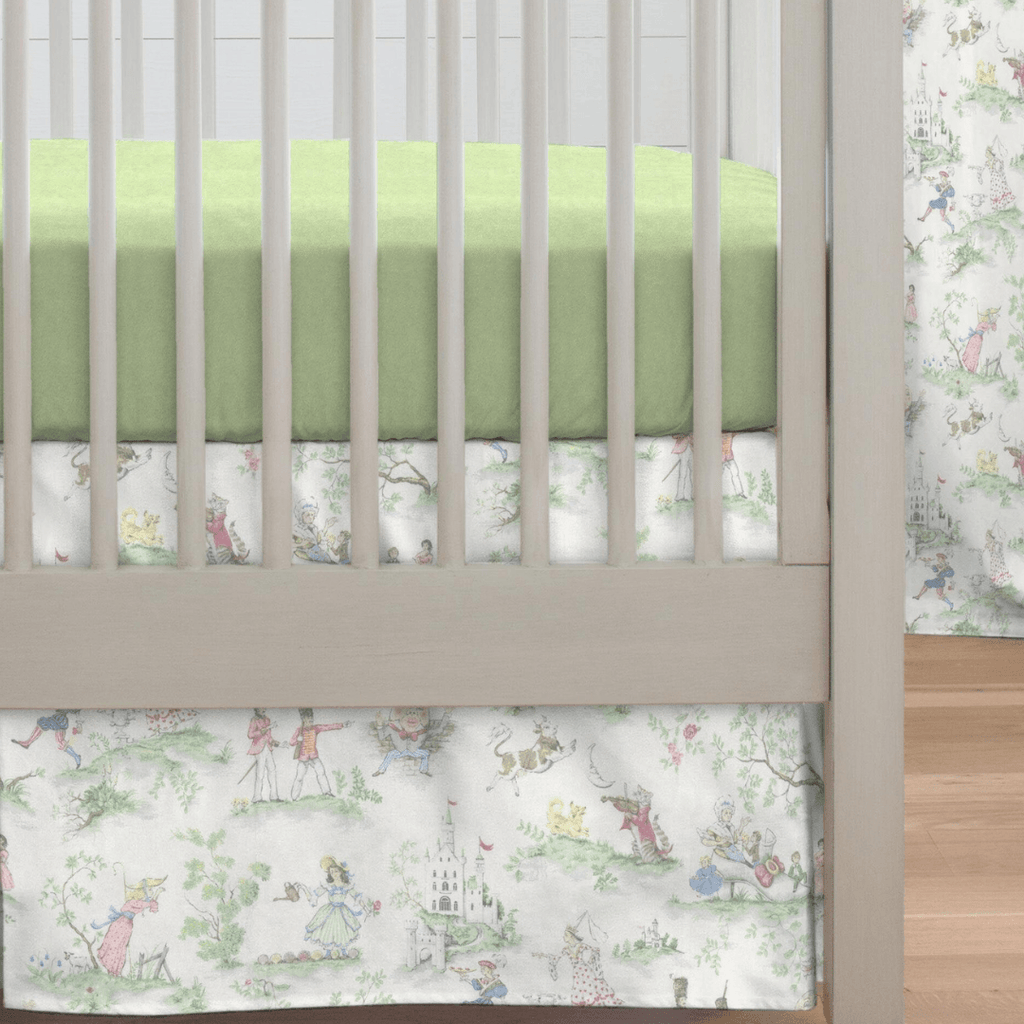 Nursery Rhyme Toile Flat Panel Crib Skirt - Liz and Roo
