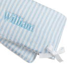 Periwinkle Blue 100% Limerick Linen Striped Crib Rail Cover - Special Order - Liz and Roo
