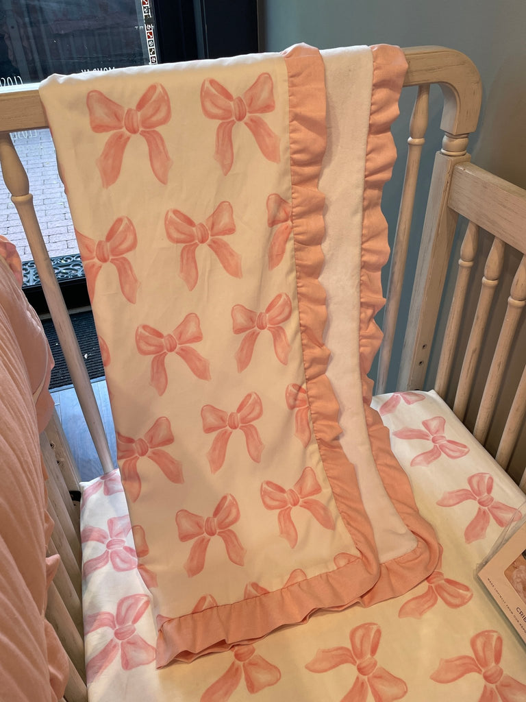 Petal Pink Bows Bamboo Crib Sheet - Liz and Roo