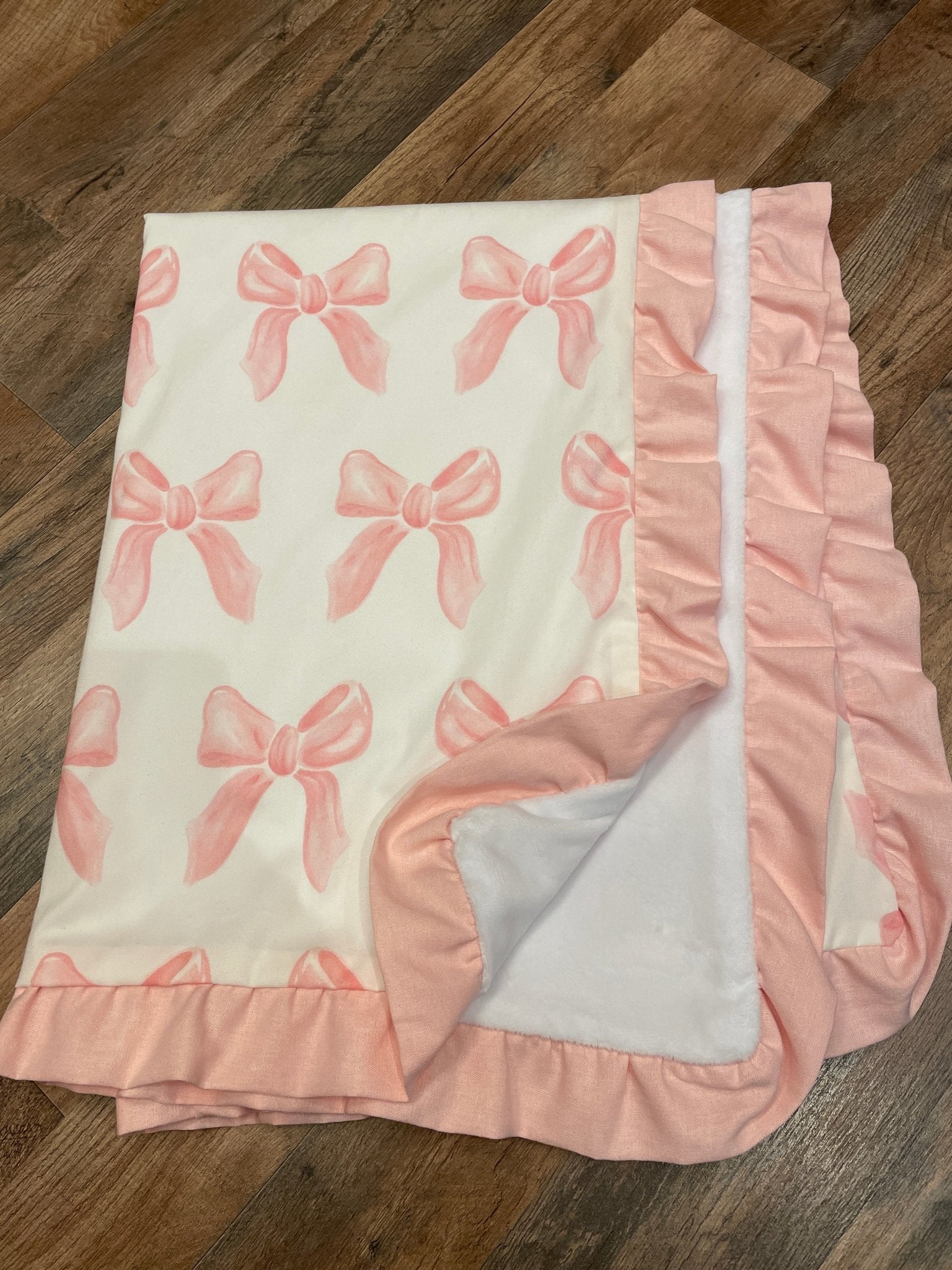 Petal Pink Bows Oversized Reversible Blanket