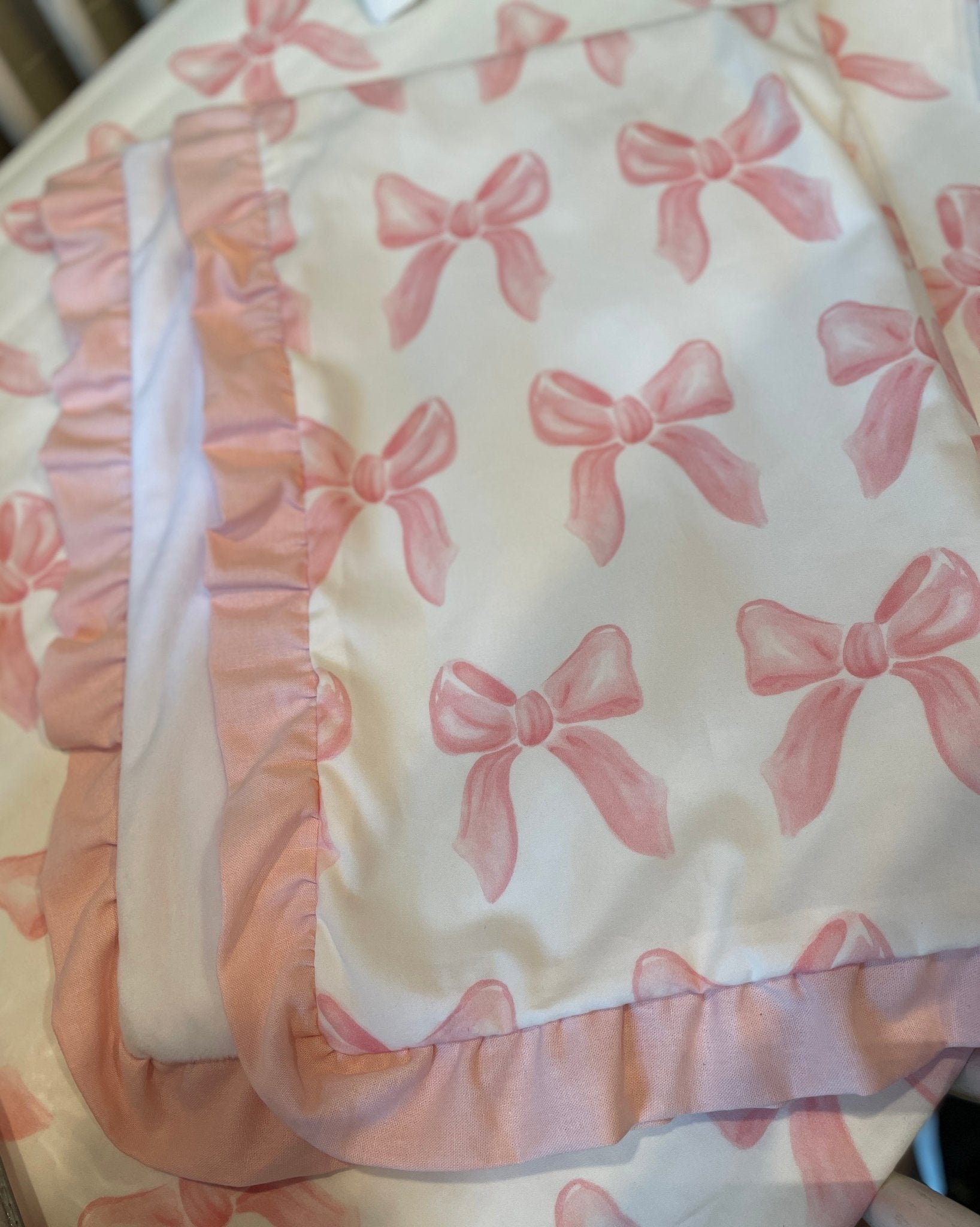 Petal Pink Bows Oversized Reversible Blanket - Liz and Roo