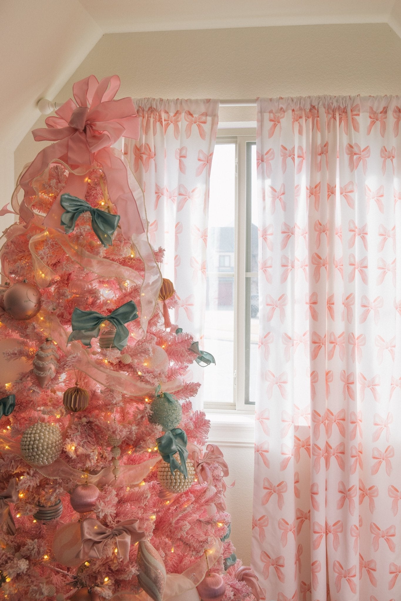 Petal Pink Bows Window Treatments - Liz and Roo