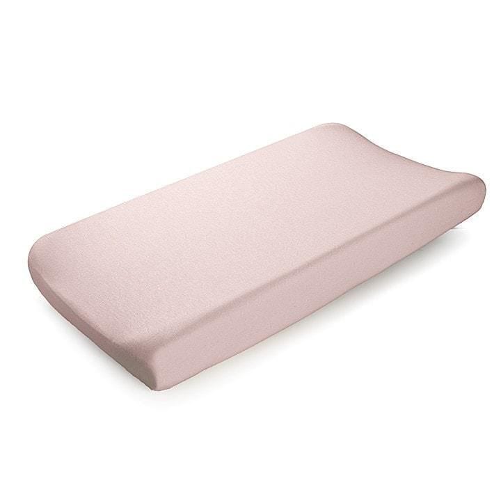 Petal Pink Linen Blend Contoured Changing Pad Cover - Liz and Roo