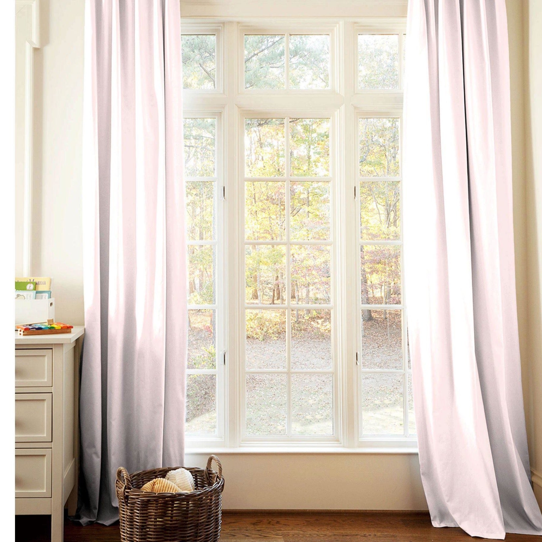 Petal Pink Linen Window Treatments - Liz and Roo