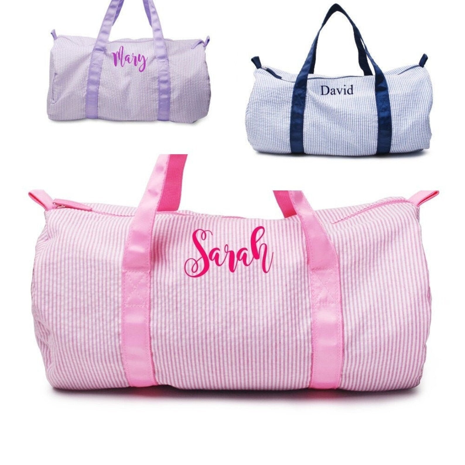 Seersucker Duffle Bags INCLUDES Monogram - Liz and Roo