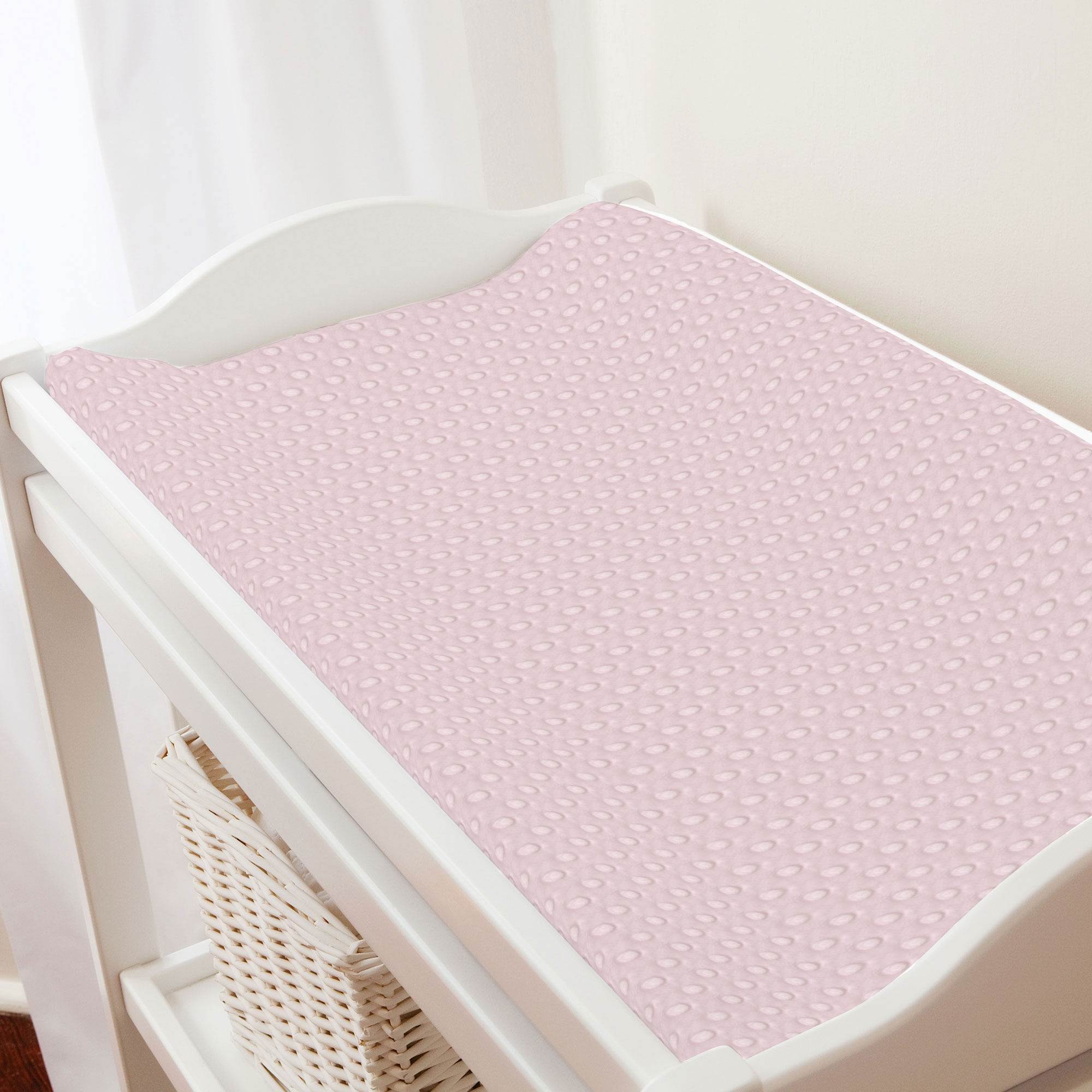 Solid Pink Minky Dot (Faux Fur) Changing Pad Cover - Liz and Roo