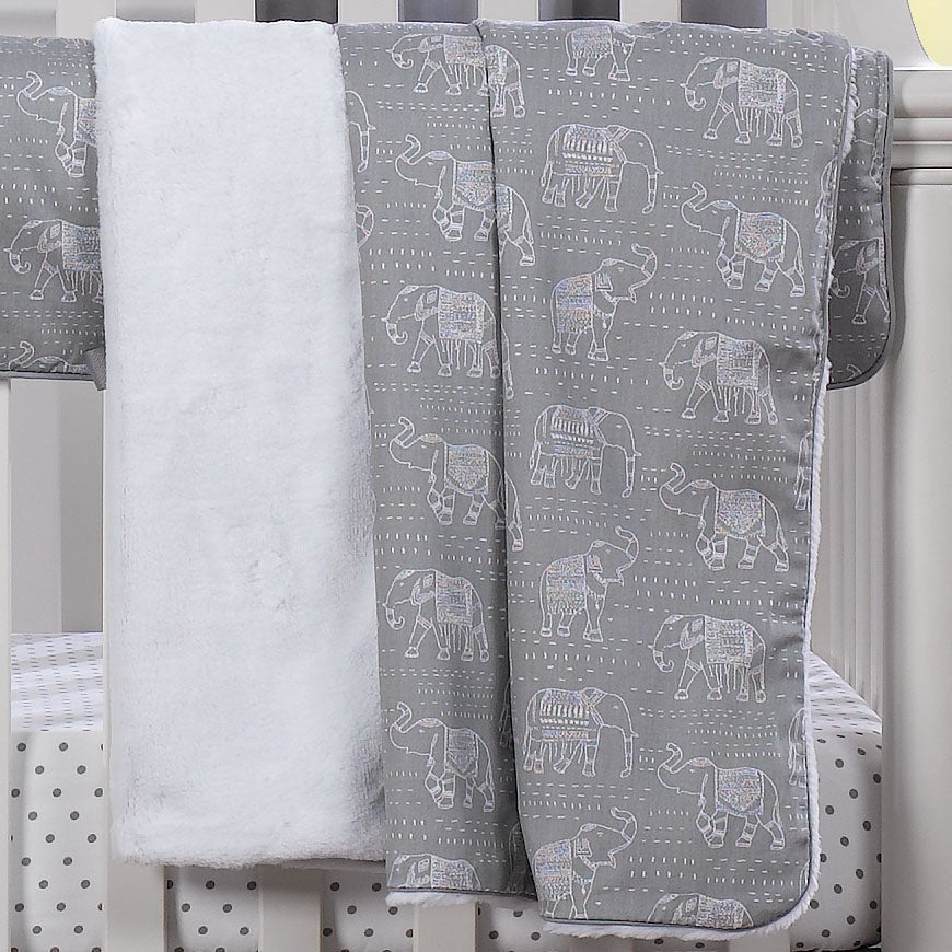 Tribal Elephants 4-pc Bedding Set - Gray - Liz and Roo