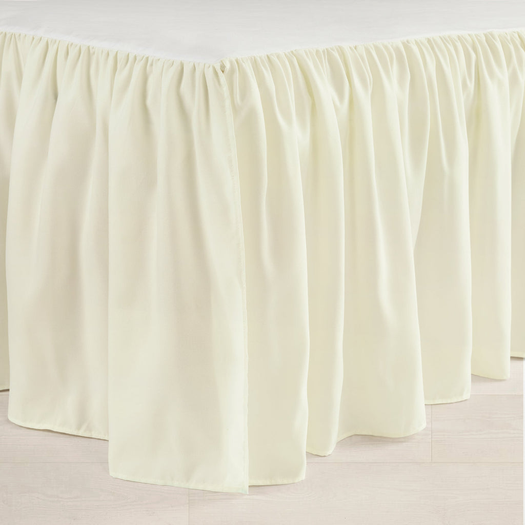 True Ivory Linen Gathered Crib Skirt - Liz and Roo