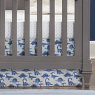 Watercolor Dinosaurs Crib Bedding Set (with Cream Faux Fur Blanket) - Liz and Roo
