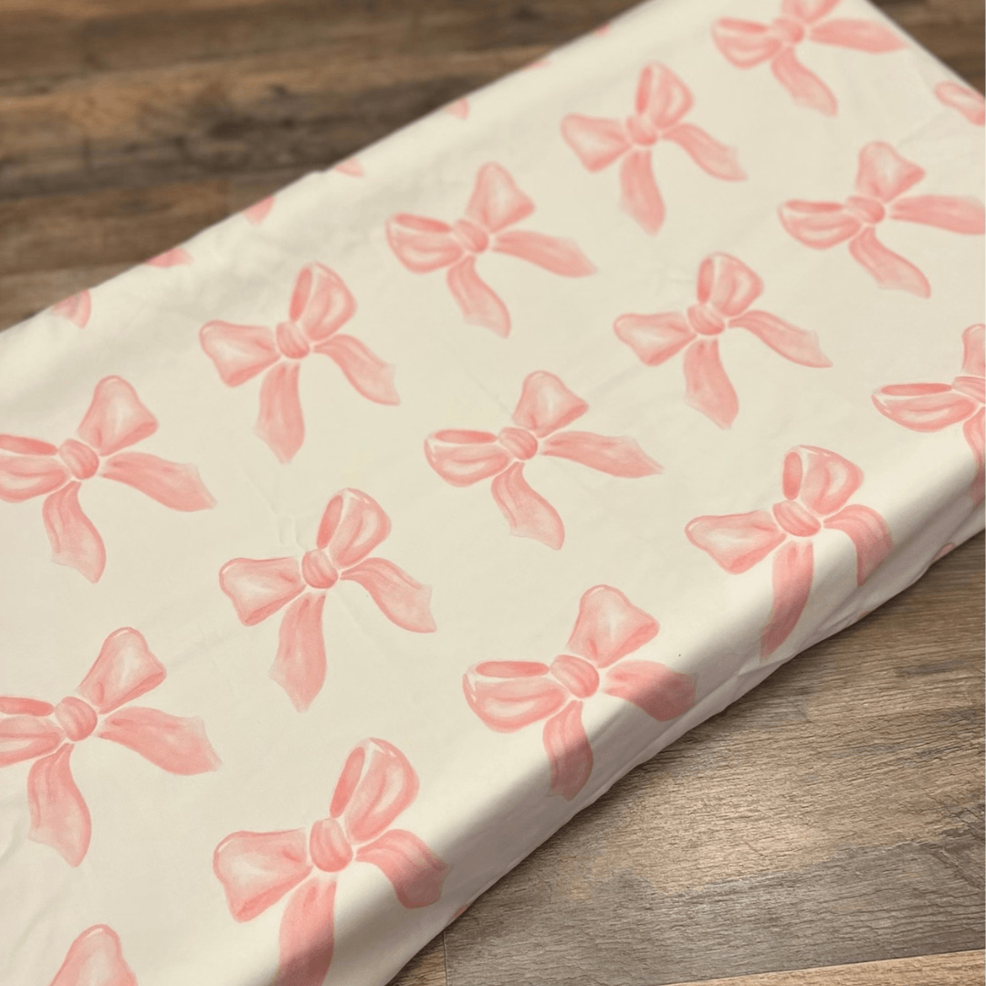 White Crib Skirt with Petal Pink Ruffle - Liz and Roo