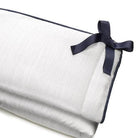 White Linen Crib Rail Cover (Navy Trim) - Liz and Roo