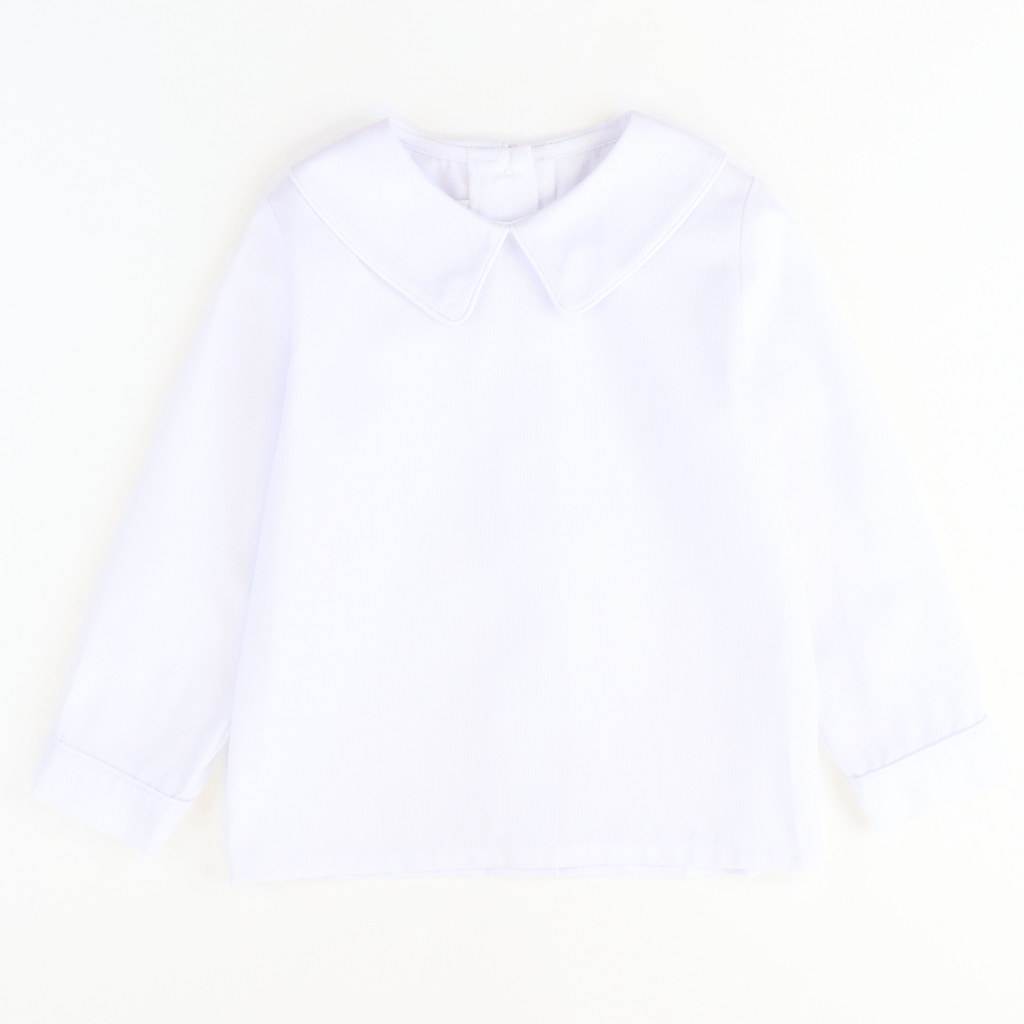 White Long Sleeve Pointed Collar Shirt - Liz and Roo