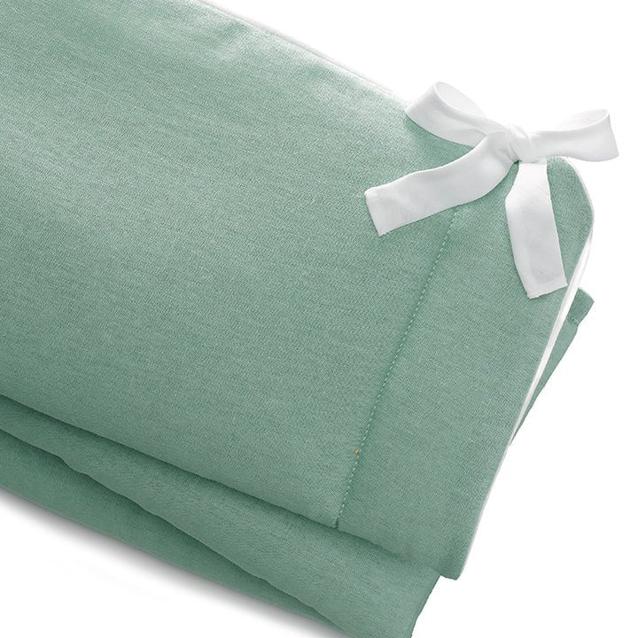 Willow Green Linen Crib Rail Cover - Liz and Roo