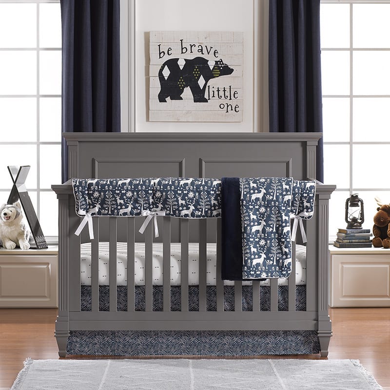Woodland Forest (Navy) Minky Receiving Blanket - Liz and Roo